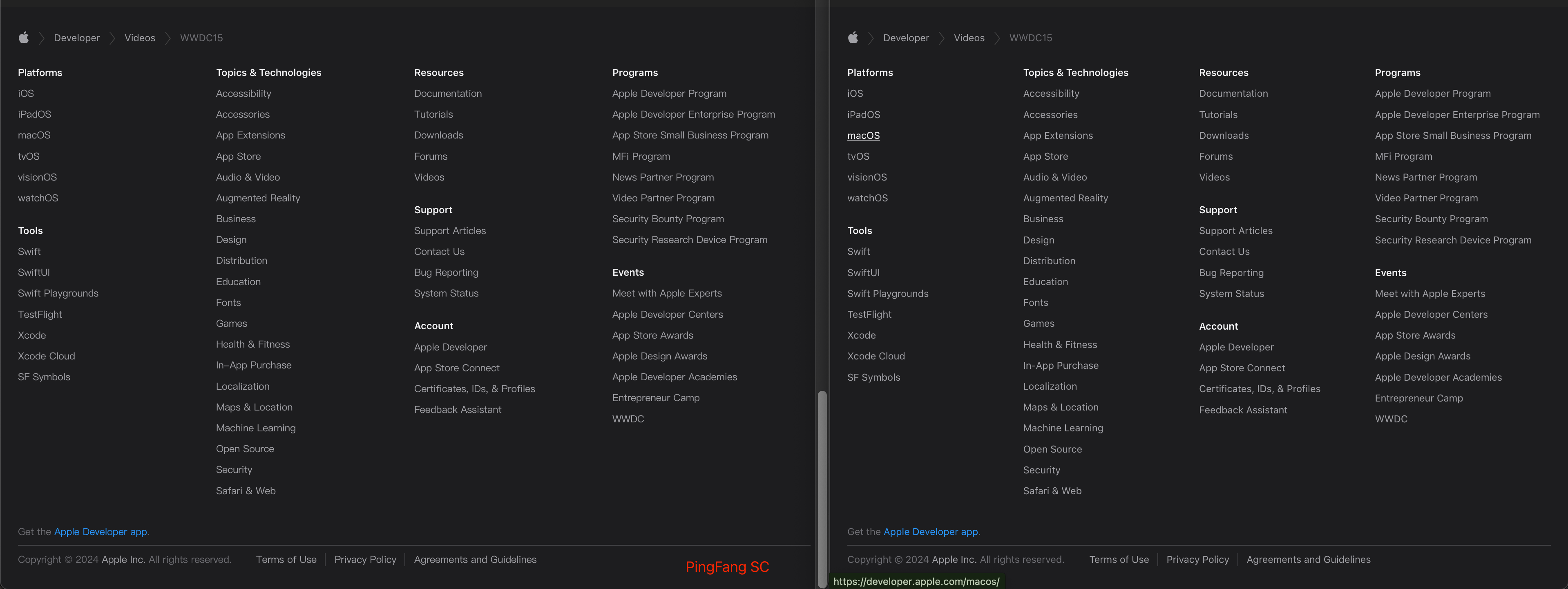 Apple Developer in PingFang SC