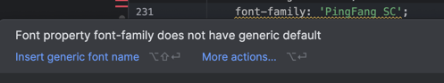 IDE warning about PingFang SC
